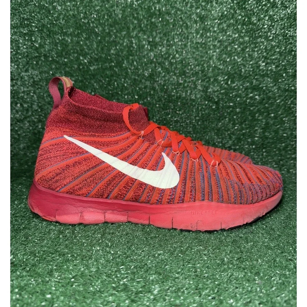 Nike Mens Free Train Force Flyknit Red Running Shoes Training Sneakers Size 10.5